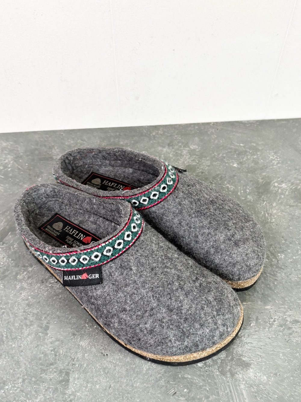 Haflinger Grizzly wool clogs felted upper and a cork-latex footbed slip 12